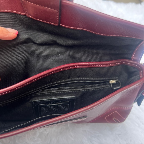 Coach SoHo Flap Hobo Vintage Maroon Red Leather Shoulder Bag - Picture 6 of 7